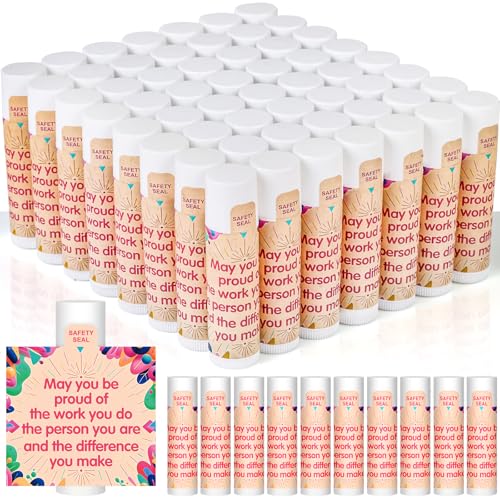 DMSKY Appreciation Gifts 60 Pcs Lip Balm Bulk, Staff Appreciation Gifts Bulk Thank You Gifts Bulk for Coworkers Teacher Worker Employee Leaving Farewell Gifts