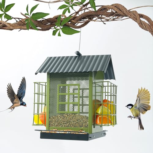 Mangeoire oiseaux extérieur design métal double toit durable - 3