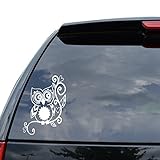DiamondCutStickerz Owl Flower Vine Decal Sticker Car Truck Motorcycle Window Bumper Laptop Wall Decor - Size (05 Inch / 13 Cm Tall) - Color (Gloss White)