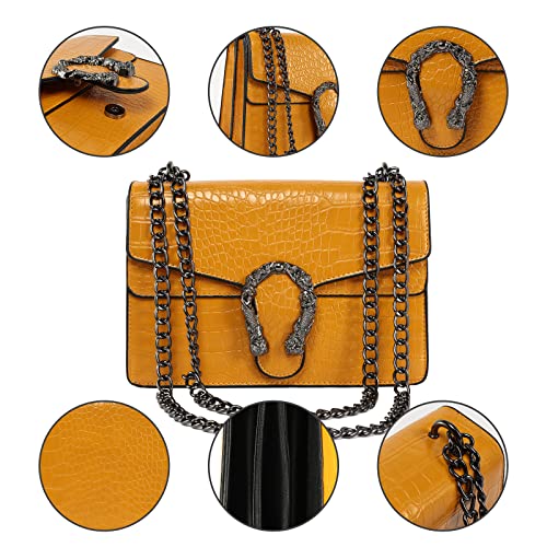 Trendy Chain Strap Crossbody Bag For Women Luxurious Snakeskin-Print Leather Shoulder Pursel Ladies Evening Handbag Satchel #TOP3