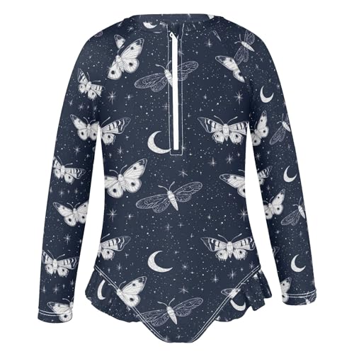 CHIFIGNO One Piece Swimsuits Girls Quick Dry Rashguard Hawaii Swimwear, Moths and Butterflies Navy 3T2