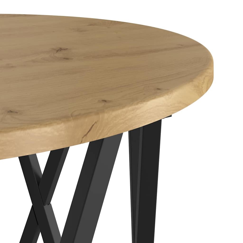 vidaXL Mesa Lateral 2 pcs Roble Artesanal Madera Ingenierizada y Acero, Mesa Redonda Moderna, Mesa de café compacta, Mueble Decorativo Elegante, Acabado Suave y diseño de Acero Resistente