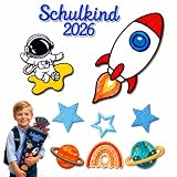 Schultüte Weltraum Bügelbild Schulkind 2026, Patches zum Aufbügeln