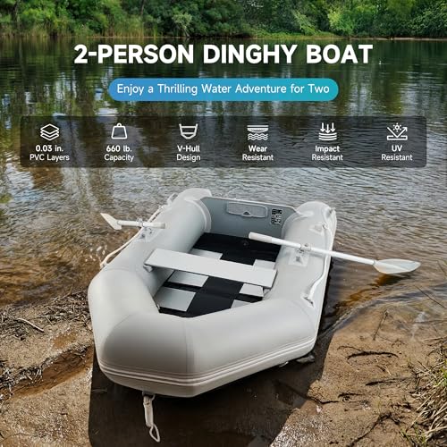 image for CO-Z 7.5ft Inflatable Dinghy Boat for 2 Adults, 660lb Capacity Heavy-D