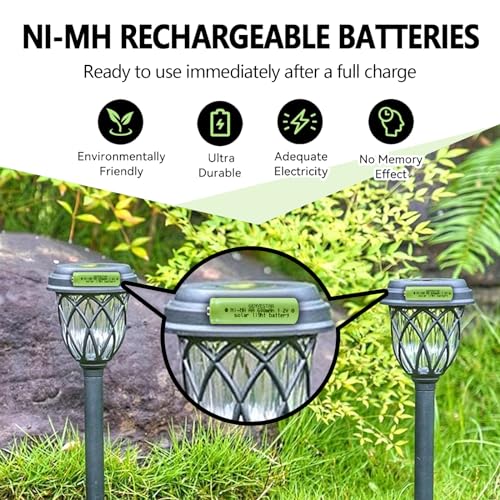 GENYESTAR AA Rechargeable Batteries, Nimh 600mAh 1.2V Double A Solar Light Battery Ideal for Solar Garden Lawn Landscaping Lamps Lights Lantern,8 Pack - Thumbnail 6