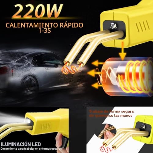 Miniatura 6 de 150w 2 En 1 Soldador De Plástico Con 800pcs Grapas, 20pcs Varillas 2pcs Herramientas De Suavización, Pistola Grapas Para Plastico, Plástico Soldadura Reparando Kit Para Reparación Parachoques Amarillo