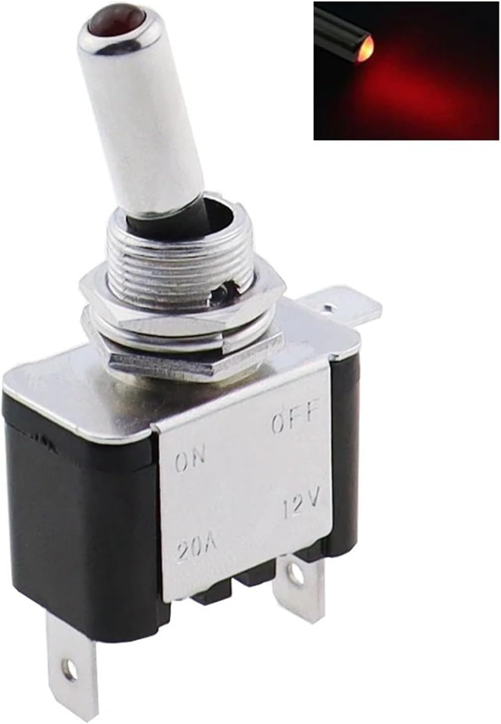 1PCS 12V 20A Auto Car Boat Truck Illuminated Led Toggle Switch Red Blue Green Yellow White(Blue)