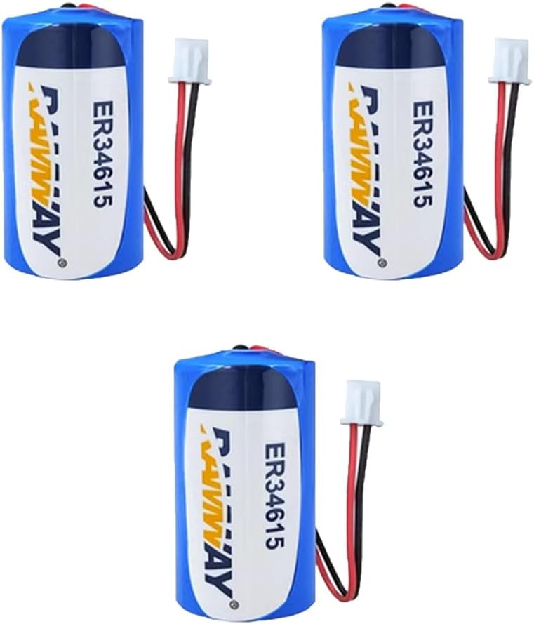 Nuboxx (3-Pack) ER34615 D Cell Batteries 3.6V 19000mAh Non Rechargeable Lithium Sub Battery with White Plug for CNC Machine Tool, Injection Molding Machine,Printing Machine,Meter,Clock