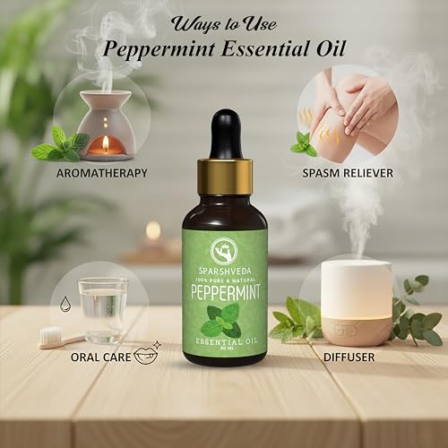 Image of Peppermint Essential Oil for Hair Growth, Skin & Headache Relief - 100% Pure, Natural & Undiluted Peppermint Oil for Diffuser, Cooling Massage & Mice Repellent - 30ml