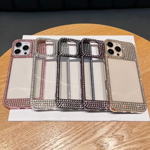 Coque bijoux iPhone 15 Plus luxe noire strass étui transparent chic