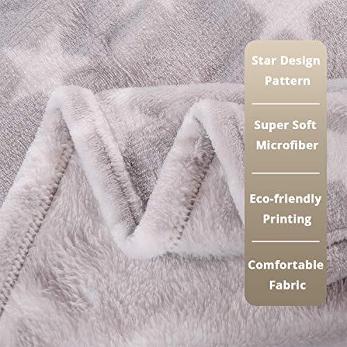 Hyseas Flannel Fleece Star Throw Blanket Grey - Soft Plush Cozy Fuzzy Microfiber Blanket For Couch, Bed, Chair, Sofa - All Seasons Lightweight - 50X60 Inch #TOP2