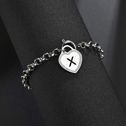 Image of CaleesLLC Letter A to Z Initial Charm Bracelet Adjustable Stainless Steel Anklet Personalized Wrist Link for Women