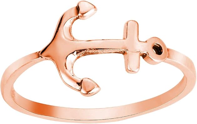 CloseoutWarehouse 925 Sterling Silver Anchor Ring  in Colors
