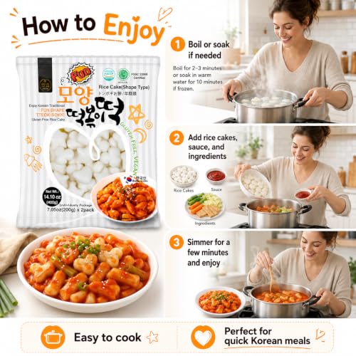 Korean Tteokbokki Rice Cakes, Unha's Fun Shapes, 14.10 oz 2 Pouches - image 8
