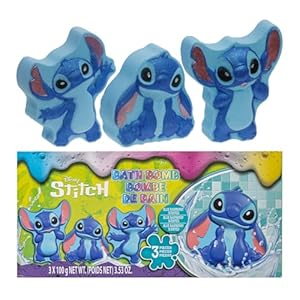Stitch Bath Bombs for Kids, Fun Bright Rainbow Colors, Raspberry Scented for Kids, Ages 3+, by Townley Girl