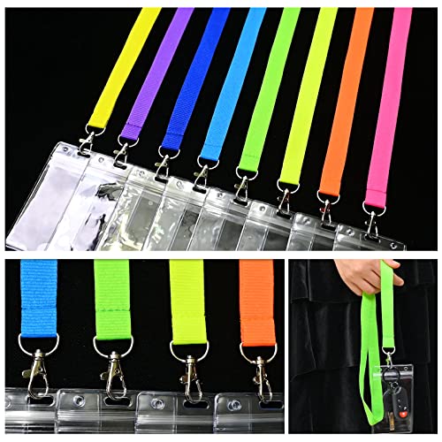 CANWELUX-8-Pack-Bright-Neon-Lanyard-for-ID-Badges-Neon-Cruise-Lanyard-with-ID-Holders-Fluorescent-Cruise-Lanyard-for-Ship-Card-Hall-Passes-for-Men-Women-Teens-School-Multi8C-8pack