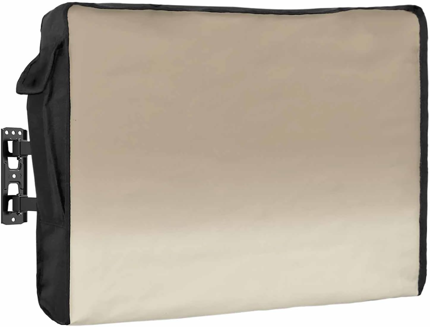 Outdoor TV Cover 75 Inch Khaki Ombre TV Enclosure Gradient Gradual Color TV Covers for Outside TV Display Screen Protector with Remote Control Pocket Home Decor