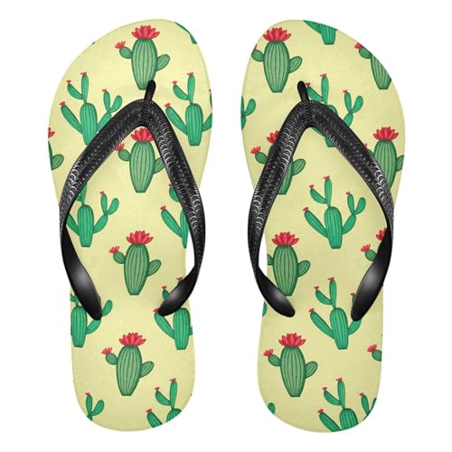 Cactus Plant Yellow Flip Flops for Beach Thong Sandals Anti-slip Lightweight Beach Shoes for House Indoor Outdoor