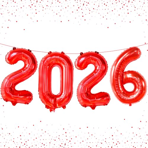 Red Graduation Decorations 2026 | Giant, 16 Inch, Foil 2026 Graduation Balloons Class of 2026 Decorations | Red 2026 Balloons Number, Graduation Party Decorations | Prom Decorations 2026, Katchon