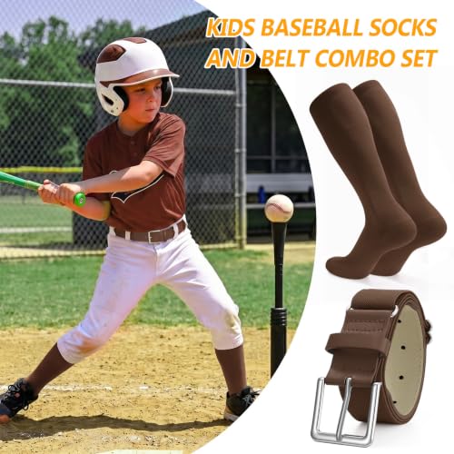 Image of XZQTIVE Baseball Softball Socks and Baseball Softball Belt Combo Set Knee-High Soccer Socks for Kids Youth Adult
