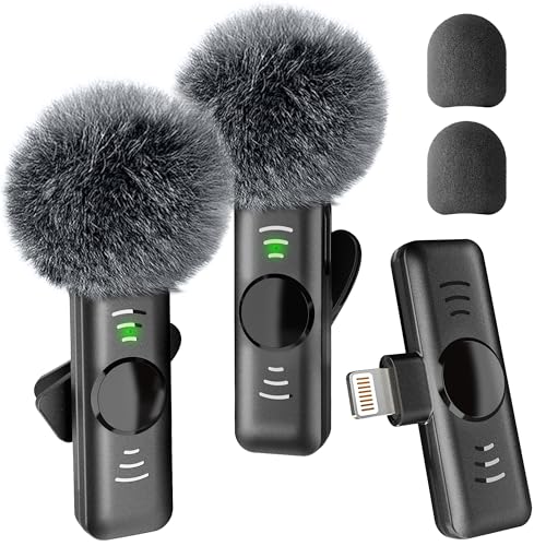 Lumasphere Wireless Lavalier Microphone for iPhone iPad (Lightning) - 2 Pack Mini Lapel Mic with Noise Reduction for Video Recording TikTok YouTube Vlog Interview Professional Plug & Play Clip on Mic