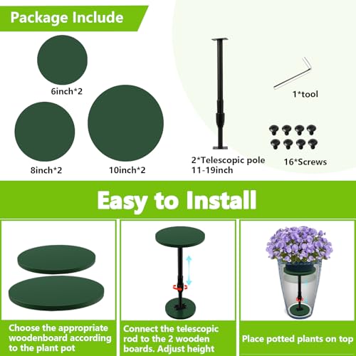 Axcoix 2 Pack Adjustable Height Plant Risers for Inside Pots, 12-21" Planter Inserts for Large Pots, Pot Fillers for Tall Square Round Taper Planters (6" 8" 10" Base or Top) by Axcoix - Used condition - Image 8