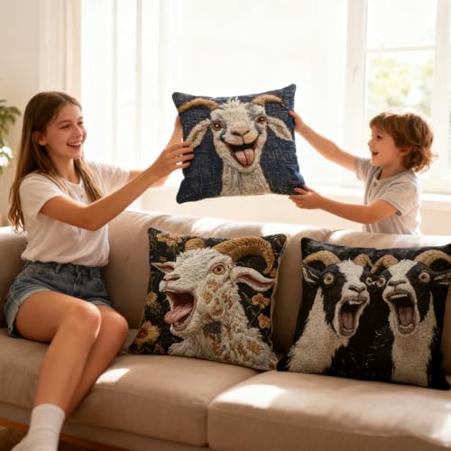 Fundas de almohada con diseño de cabra para decoración interior de casa 3