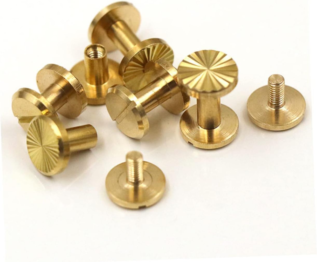 KOCKSHION 10pcs Solid Brass Sunflower Fasteners Belt Harness Rivets for Leather Craft DIY Lightweight Easy to Use for Bags Luggage and Belts