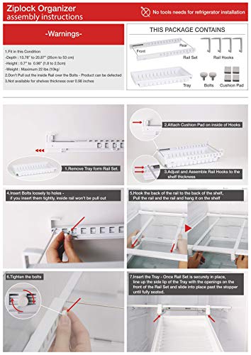 HAIM Living Ziploc Bag Organizer for Fridge Freezer Refrigerator - Best Solution to Clean and Organize Zipper Bag Tray Ziplock Holder Rack Hanger