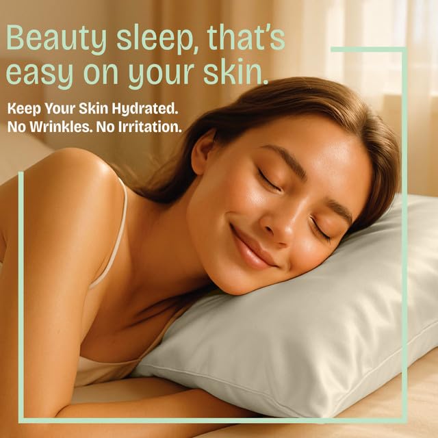 Image of BLISSFORD Satin Pillowcase with Zipper, for Hair and Skin Care, Feels Soft and Cool Like a Silk Pillowcase, Satin Pillow Cases 2 Pack, Slik Pillow Cover, Champagne, King, Set of 2