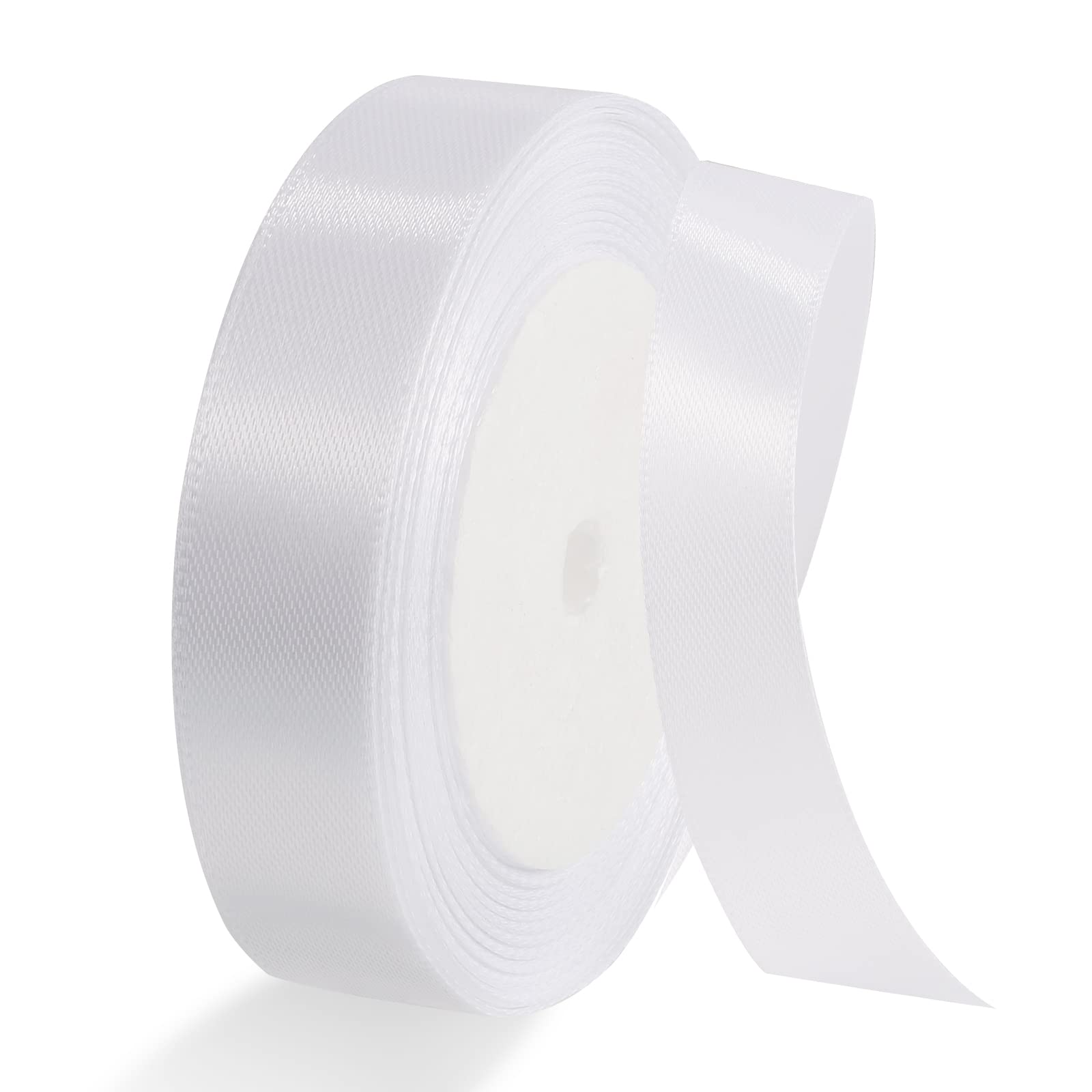 Nastro Di Raso Con Bordo Argentato 9 Mm X 22 M – Bianco, Per Confezioni Regalo E Fai-da-te