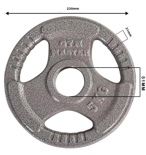 GYM MASTER Pair of Tri Grip 2" Olympic Weight Plates in Cast Iron - 5kg - Image 3