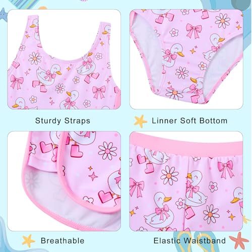 TUONROAD Girls Bathing Suits Size 5 6 Children 3D Print Cute Animal Girls Swimsuit with Cover Short for 5T 6T Summer Pool Quick Dry Girl's Beachwear for Surfing — view 3