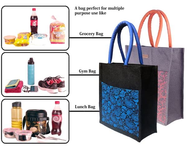 Image of FOONTY Tote Bag /Lunch Bag /Gym Bag (Pack of 2,FFFWB6016E Multicolored)