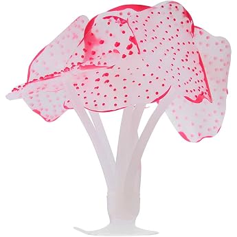Aquarium Artificial Coral Decoration Silicone Artificial Coral Glowing Effect Plant Decoration Ornament Artificial Fake Coral for Aquarium Decoration Red