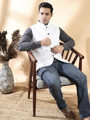 Image of Ethluxis Men's Designer Solid Nehru Jacket /Waist Coat /Bandhgala