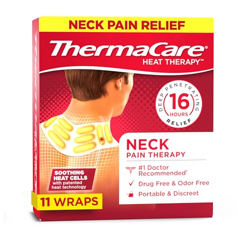ThermaCare Heat Wraps for Neck & Shoulder Pain Relief, Portable Adhesive Heating Pads with 16-Hour Therapeutic Heat, Drug-Free Muscle & Joint Soothing Patches, Large, (Pack of 11)