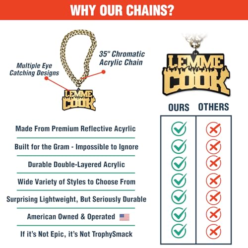 TrophySmack 'Lemme Cook' Turnover Chain - Chrome Gold & Black Acrylic2