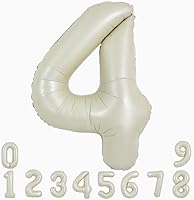 Vista 1 de TONIFUL Globo blanco crema de 40 pulgadas con números grandes del 0 al 9 (cero nueve), decoraciones de fiesta de cumpleaños, sesión de fotos