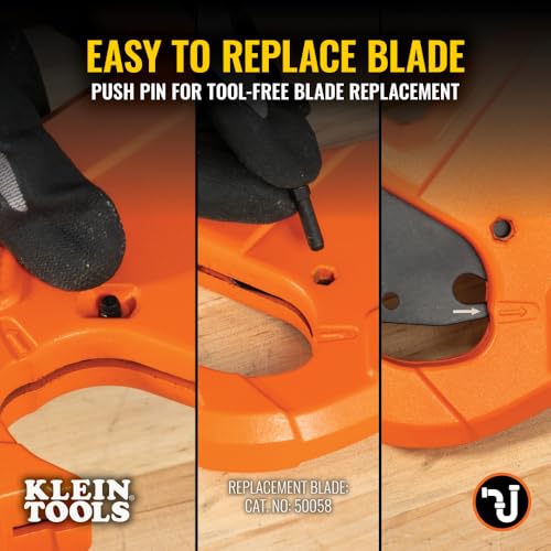 Image of Klein Tools 50044 Ratcheting PVC Pipe Cutter Tool, 1-1 /4 Inch I.D. Cutting Capacity for PVC, CPVC, and PEX Pipes, One-Handed Blade Retraction