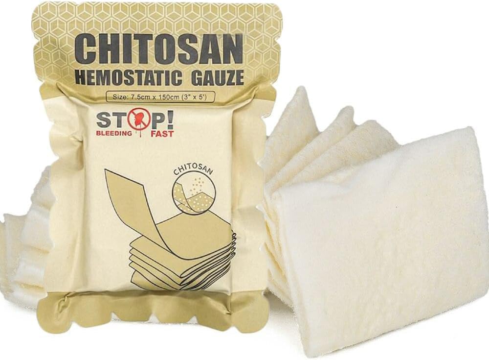 Chitosan 3" x 60" Hemostatic Quick Clotting Blood Stop Gauze for Tactical First Aid Trauma Kit & IFAK