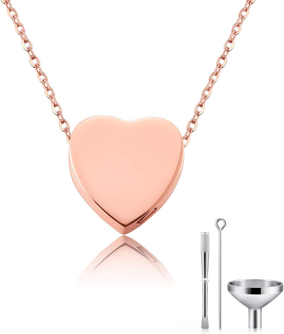 Stainless Steel A Piece of mMy Heart has Wings Heart Pendant Cremation Keepsake Ash Holder Memorial Urn Necklace for Ashes with Funnel Kit