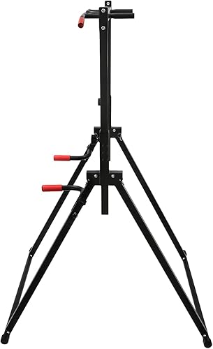 Miniatura 7 de Estación de dominadas triangular plegable, barras de gimnasia expandibles, altura ajustable de 5.74 a 7.55 pies, barra de entrenamiento de fuerza de