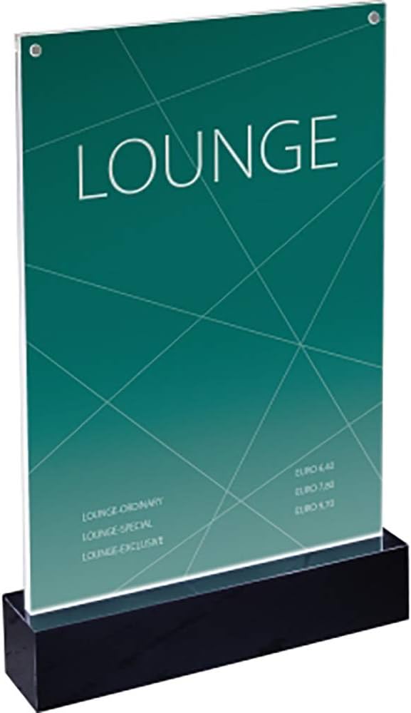 SIGEL TA420 LED Sign Holder, upright, for A4, illuminated double-sided presentation, acrylic, transparent, 1 Piece