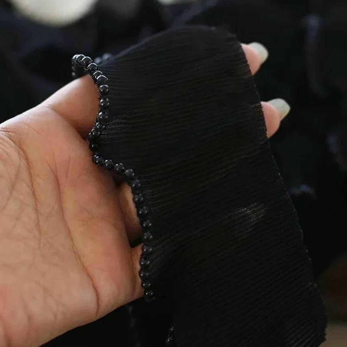 TYCHWZRMV(売店)刺繍のパッチ、 刺繍 ホワイト ブラック フラワー パール ビーズ レース 生地 トリム リボン DIY