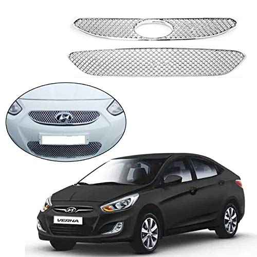 Image of CAR SAAZ Bentley Style Front Chrome Grill Compatible with Verna Fluidic Type 1 (2011-2016)