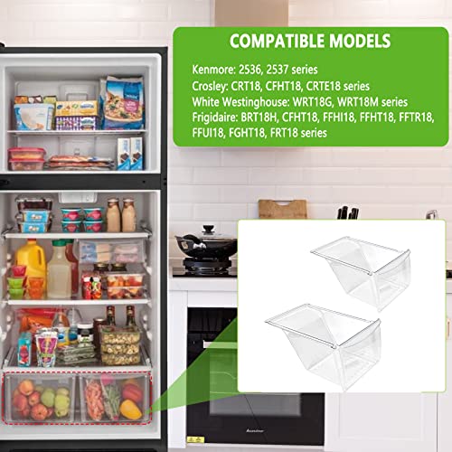 Alvar [2 Pack] Upgraded 240337103 Crisper Bins Drawers Replacement For Frigidaire Kenmore,Crosley,White Westinghouse Refrigerator,Fridge Replacement Drawers For 240337102,240337105,240337107,240337108 #TOP4