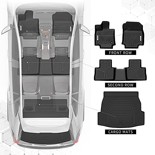 Yitamotor Custom Fit 3 Row Floor Mats Compatible For 2018-2023 Ford Expedition/Expedition Max With 2Nd Row Bench Seat, Front 1St & 2Nd 3Rd Seat Black Floor Liner Set #TOP7
