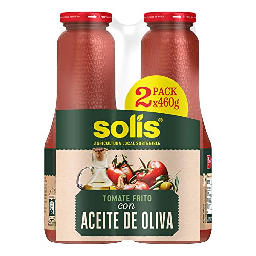 SOLÍS Tomate Frito con Aceite de Oliva Bipack Frasco Cristal- Sin Gluten - 2 x 460 g