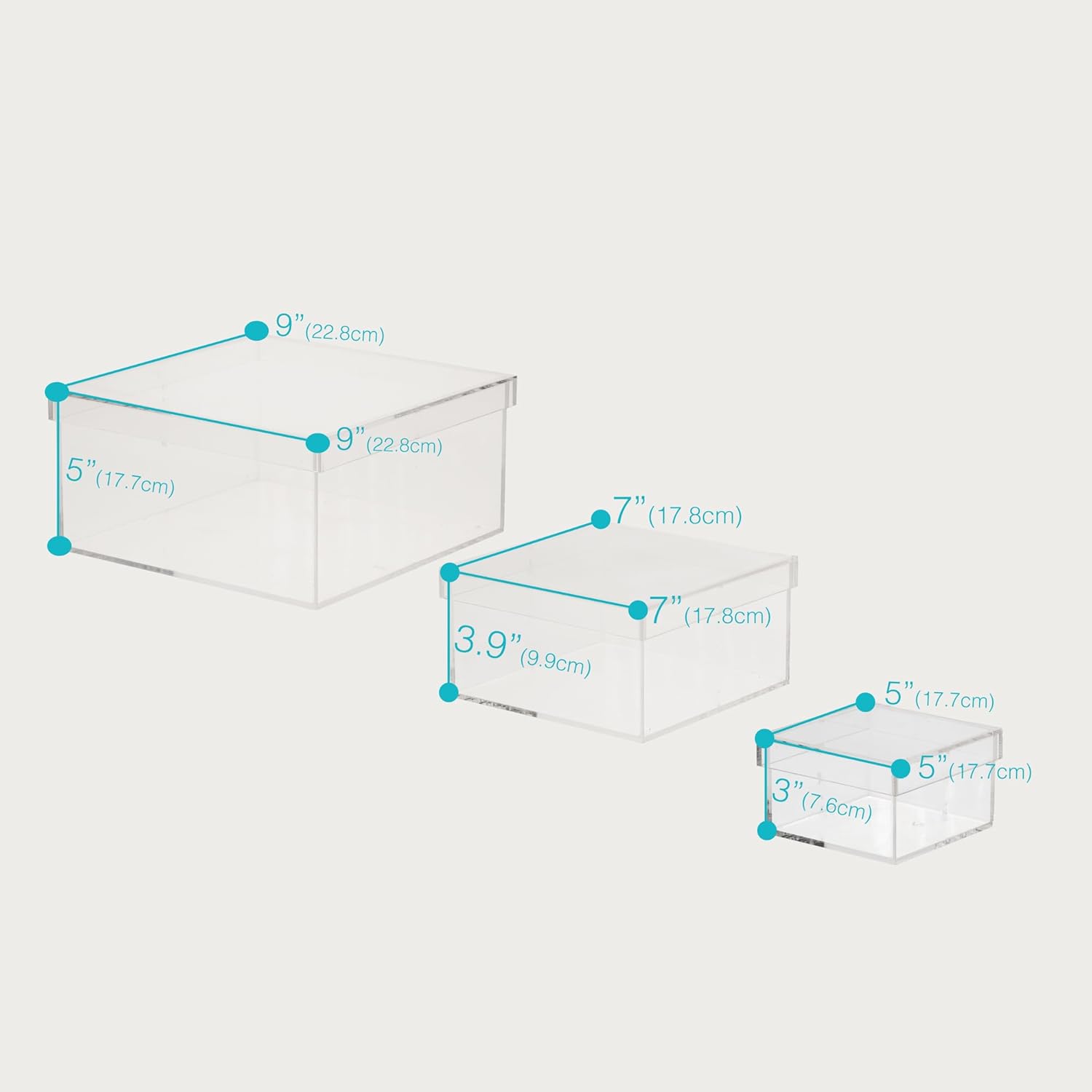 Acrylic Box with Lid, Buffet Risers, Square Cubes, Dessert Table Display Set, Food Risers Display for Party Clear Acrylic Boxes 3PCS 5" 7" 9"